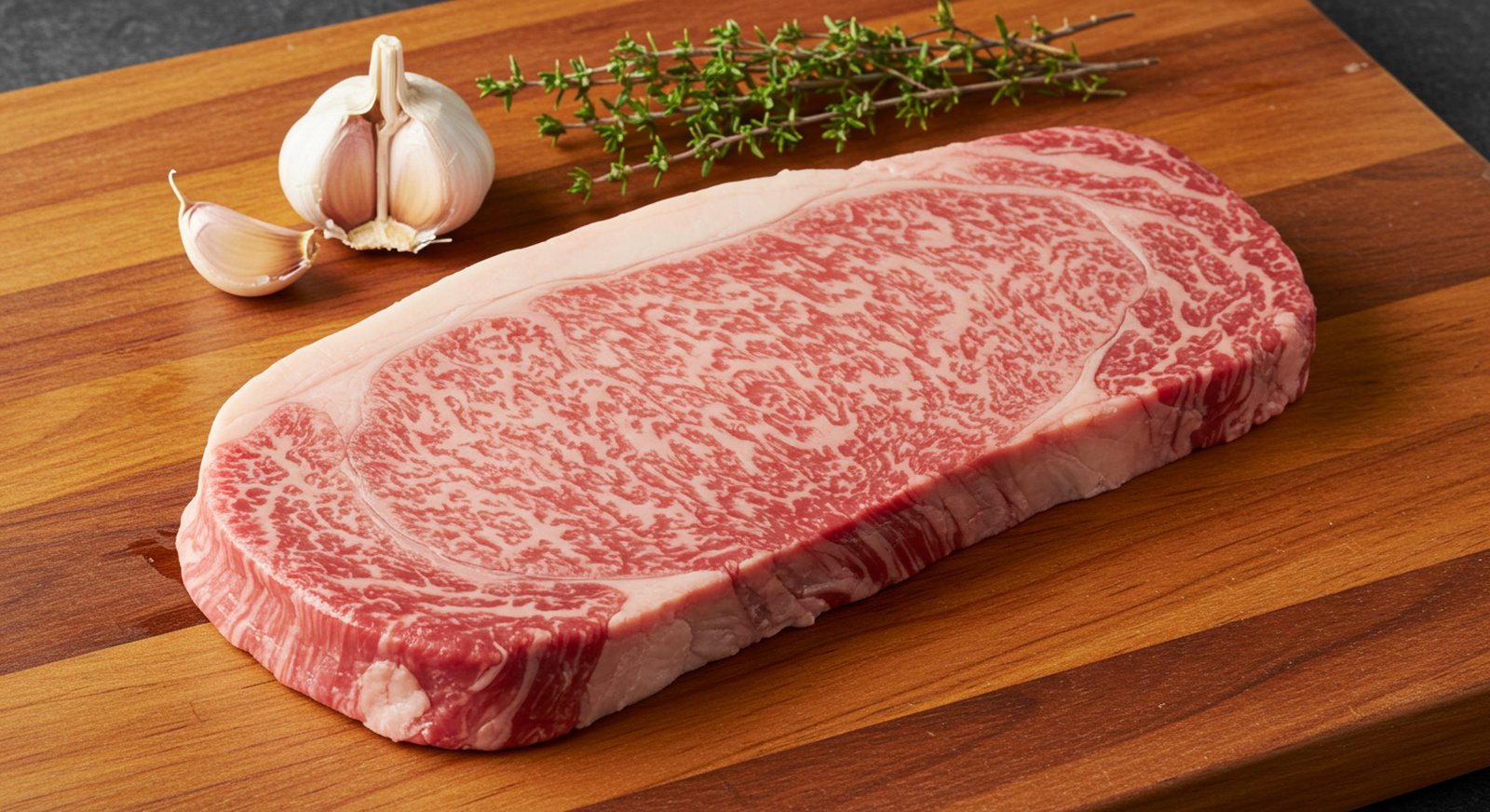 霜降り和牛ステーキ（仕込み前・まな板の上）