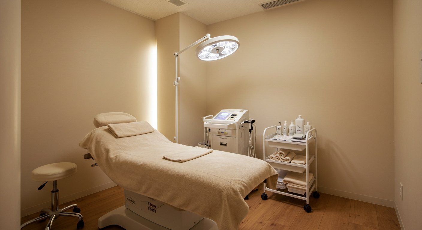 やわらかな照明の完全個室施術室