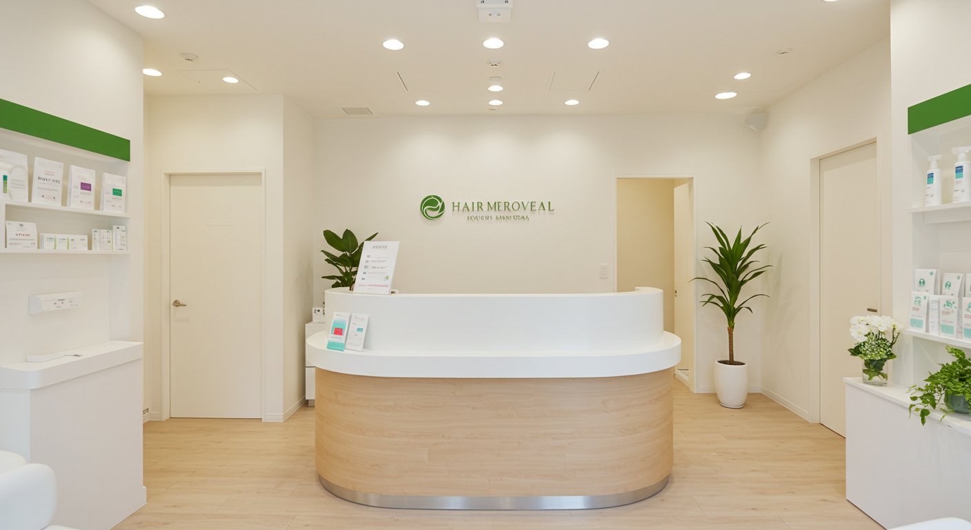 白と木目を基調にした清潔感のある受付